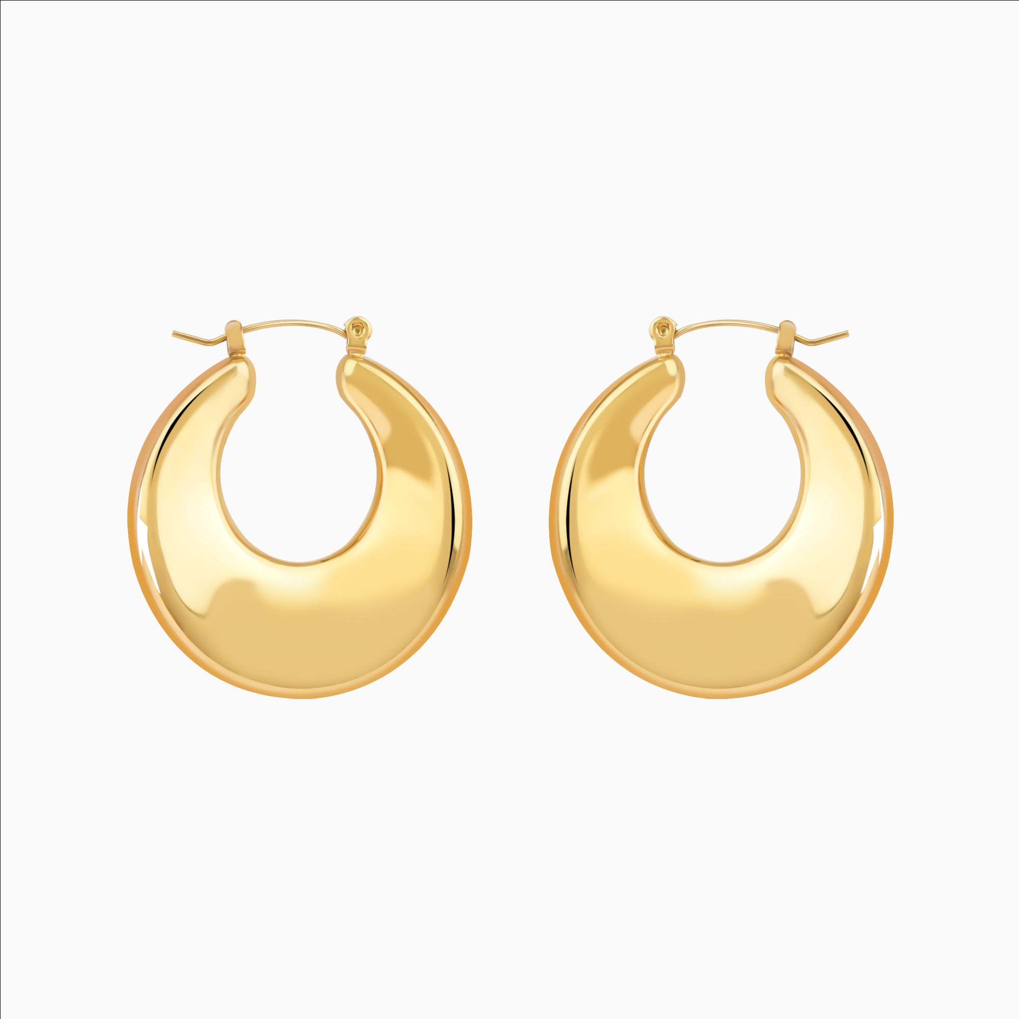 Chunky U-shaped gold hoop earrings