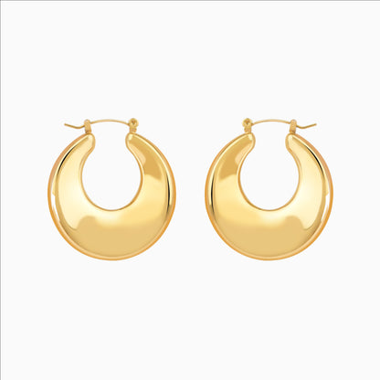 Chunky U-shaped gold hoop earrings