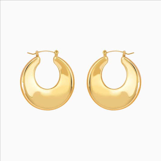 Chunky U-shaped gold hoop earrings