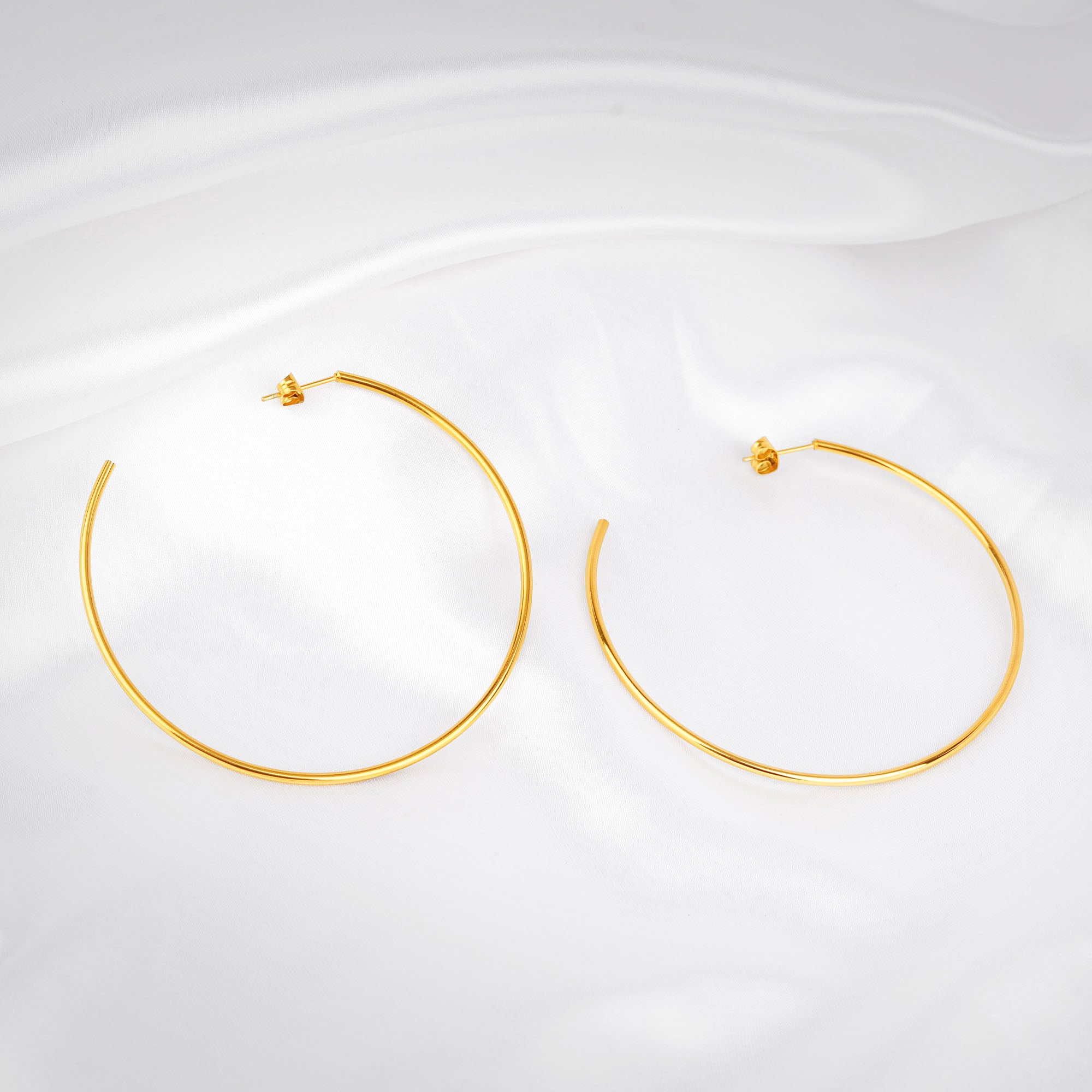 Waterproof gold hoop earrings