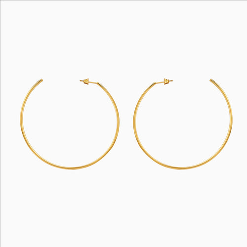 Big Thin Hoop Earrings Gold