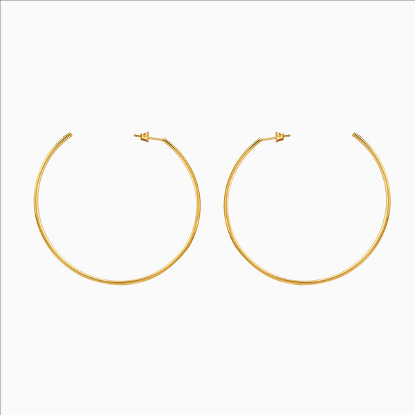 Big Thin Hoop Earrings Gold
