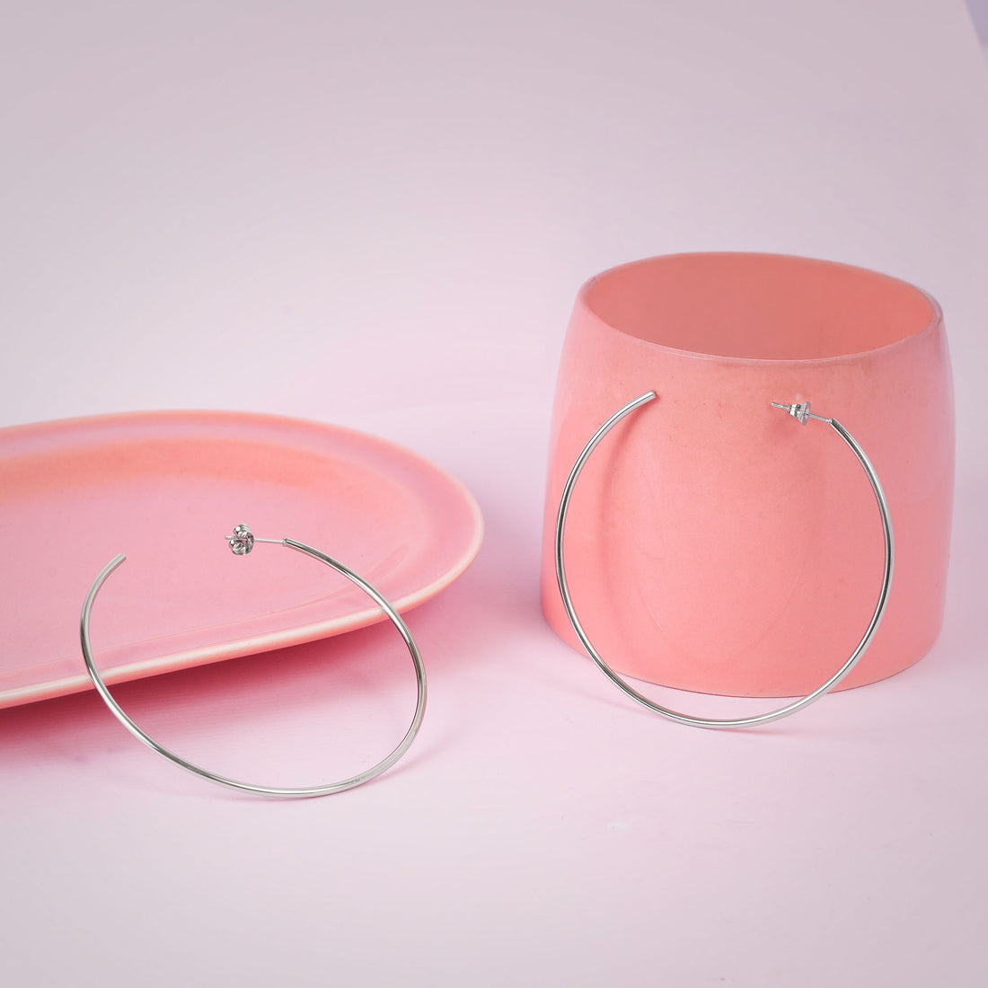 Waterproof silver hoop earrings