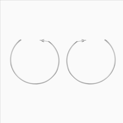 Big Thin Hoop Earrings Silver
