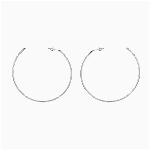 Big Thin Hoop Earrings Silver