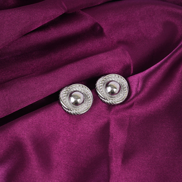 Spiral Disc Stud Earrings Silver