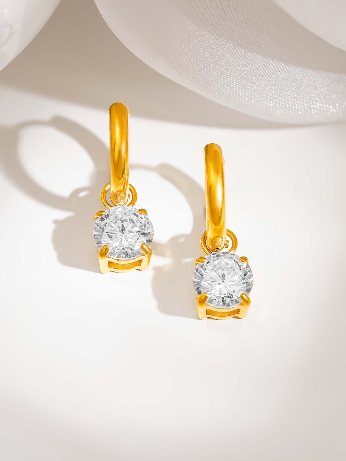 Round Crystal Drop Hoops