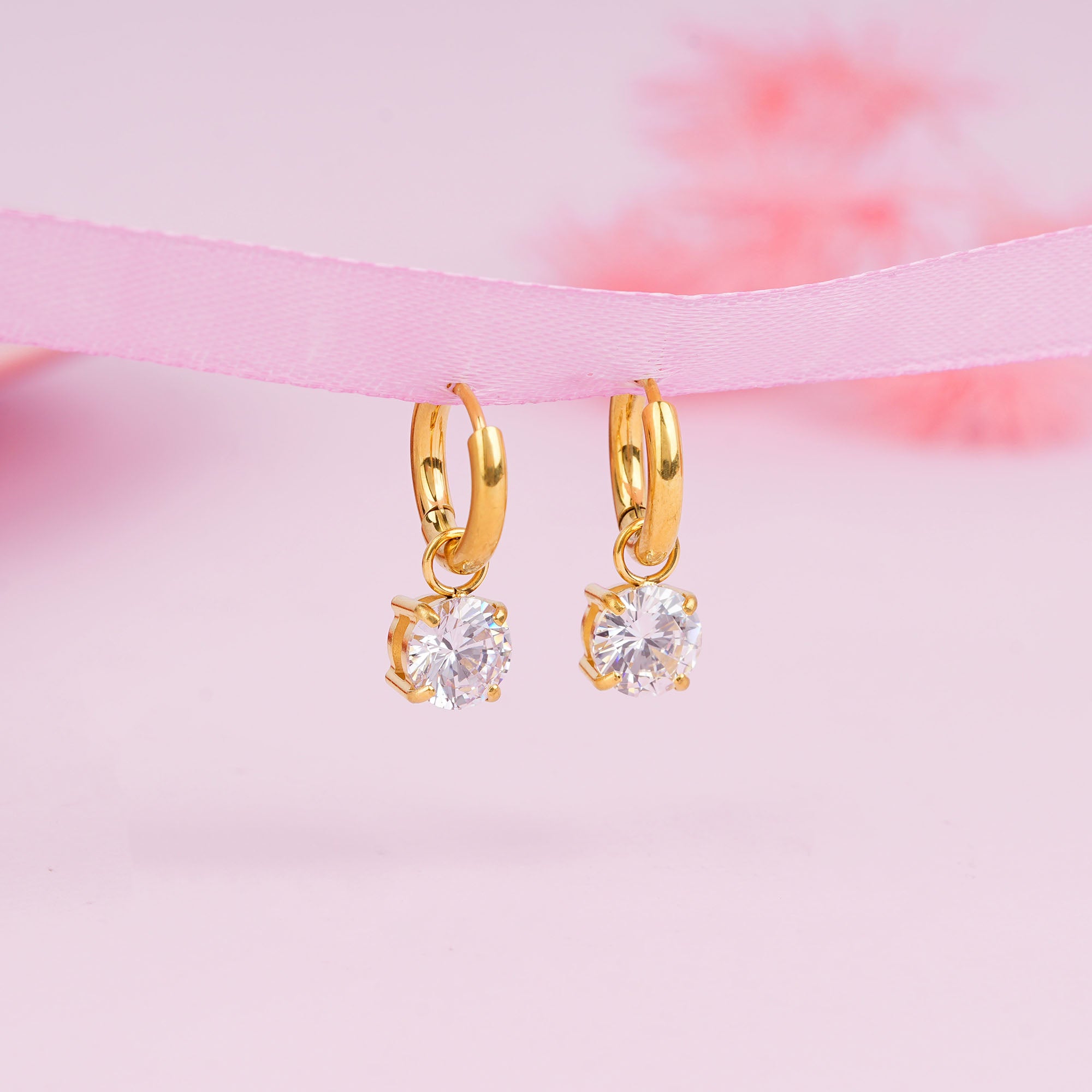 Dainty Hoop hoops with hanging zircon