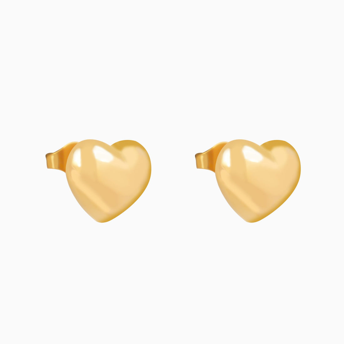 18K Gold Plated Puffy Heart Stud Earrings