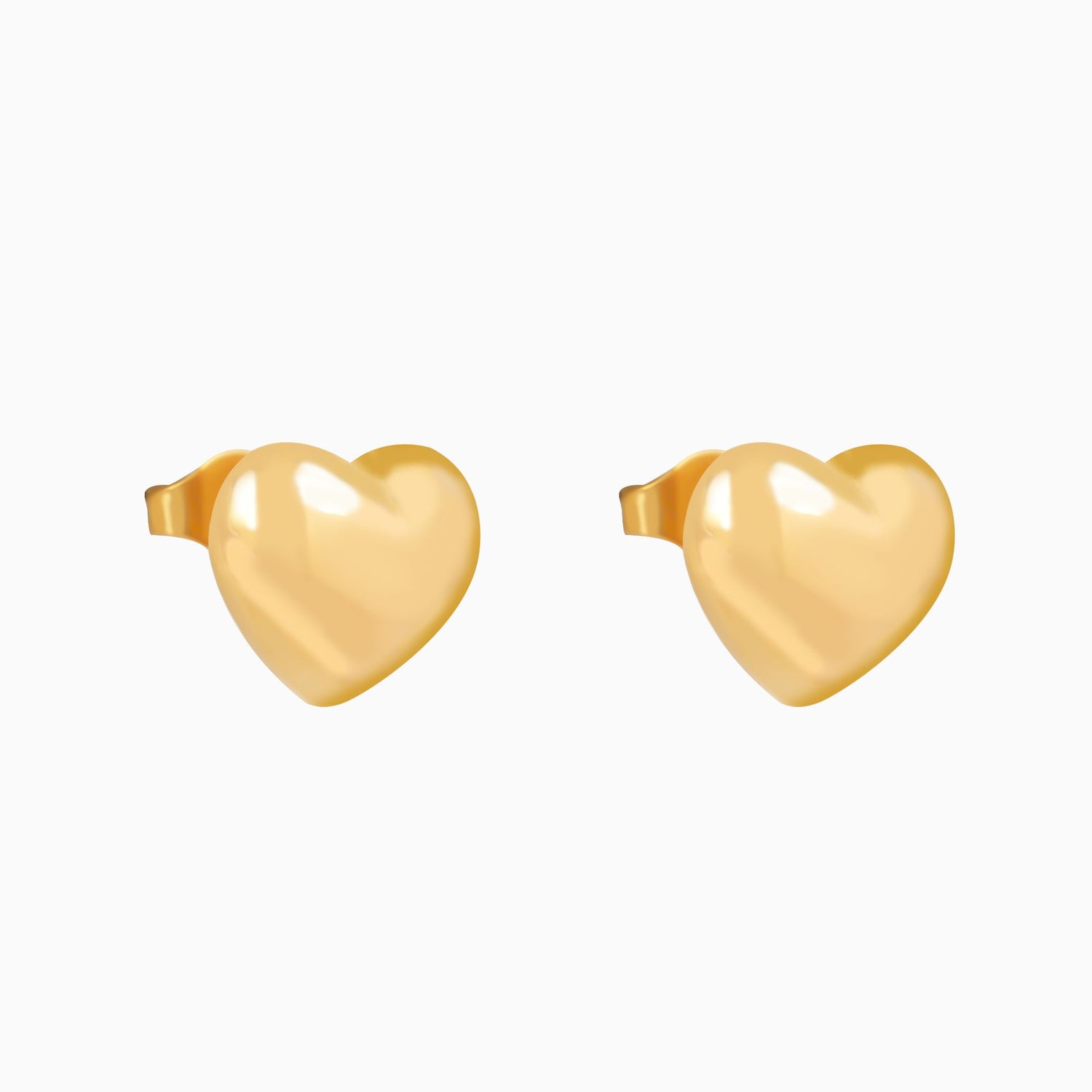 18K Gold Plated Puffy Heart Stud Earrings