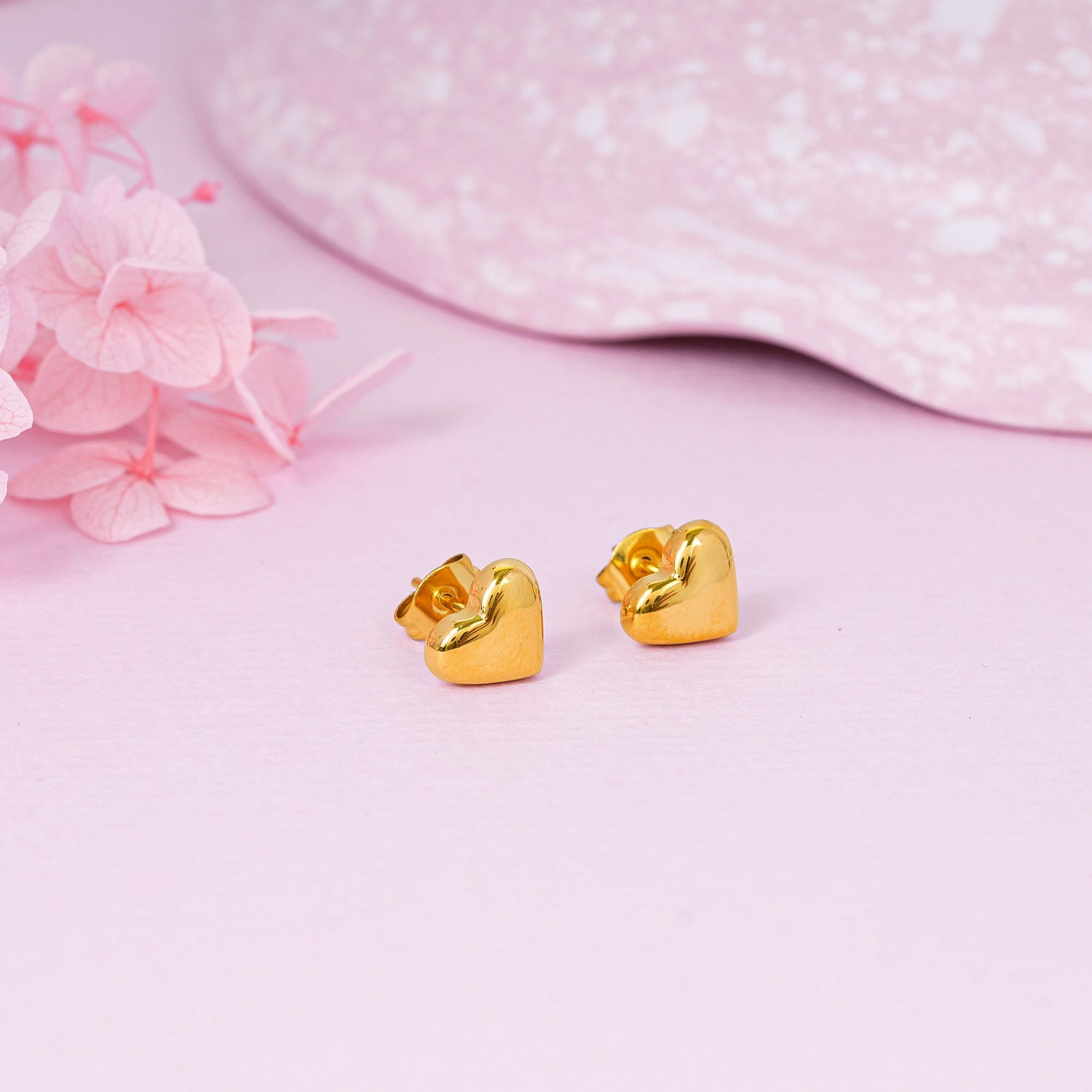 18K Gold Plated Whisper Hearts Small Heart Stud Earrings
