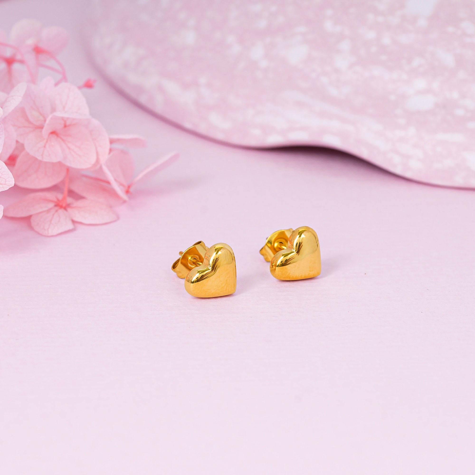 18K Gold Plated Whisper Hearts Small Heart Stud Earrings