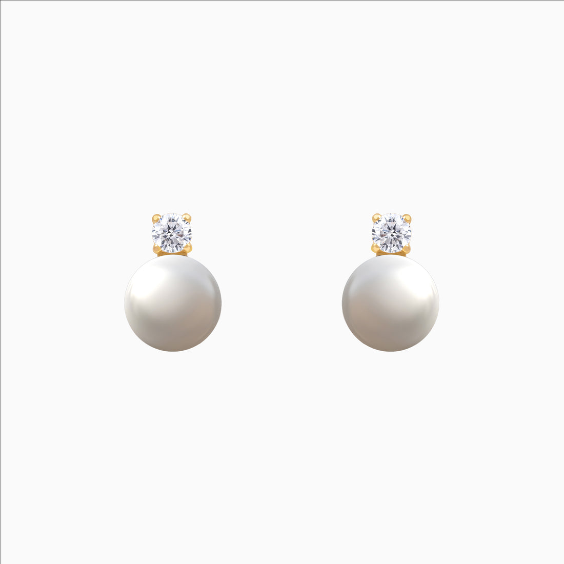 Gold dangle earrings with CZ and freshwater pearl