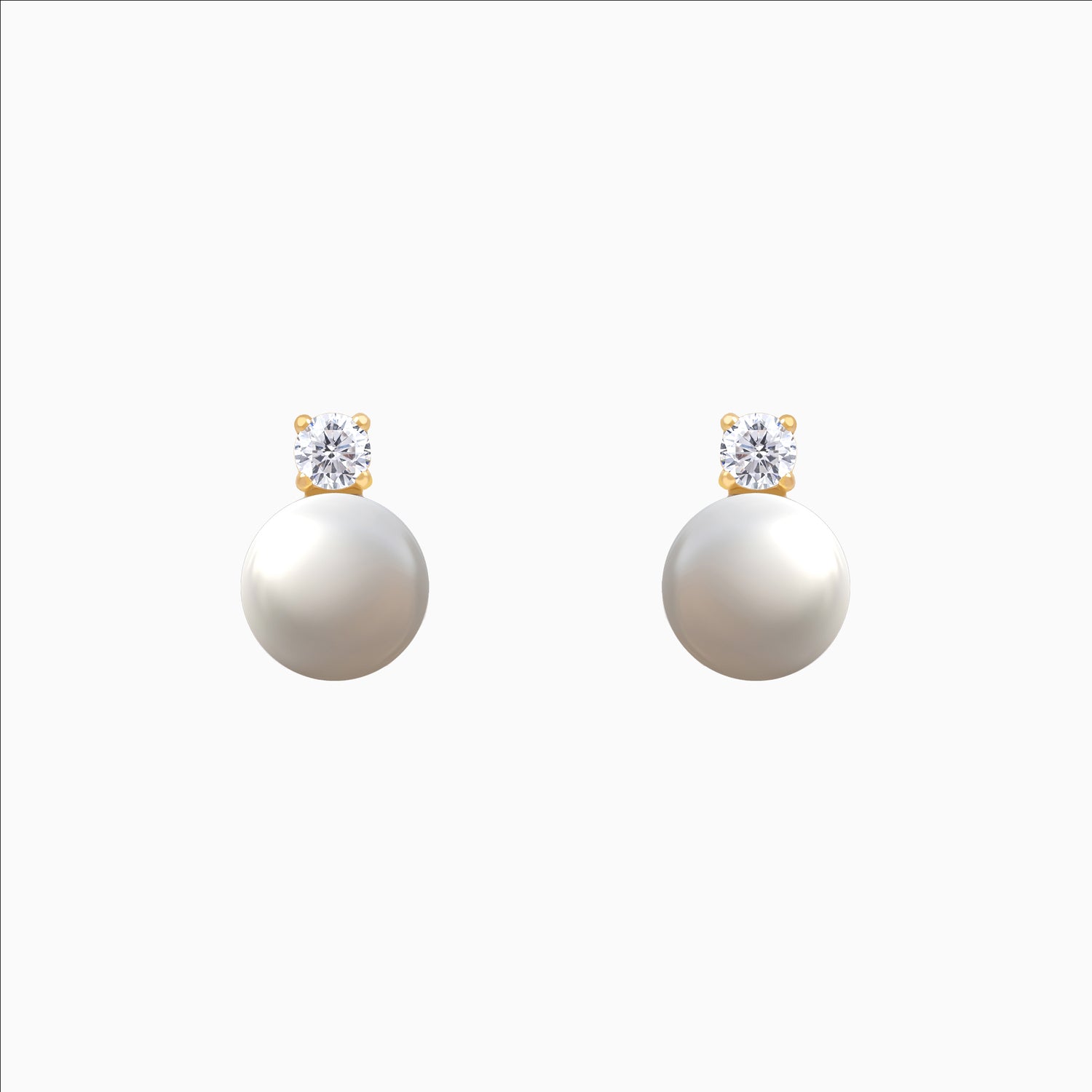 Gold dangle earrings with CZ and freshwater pearl