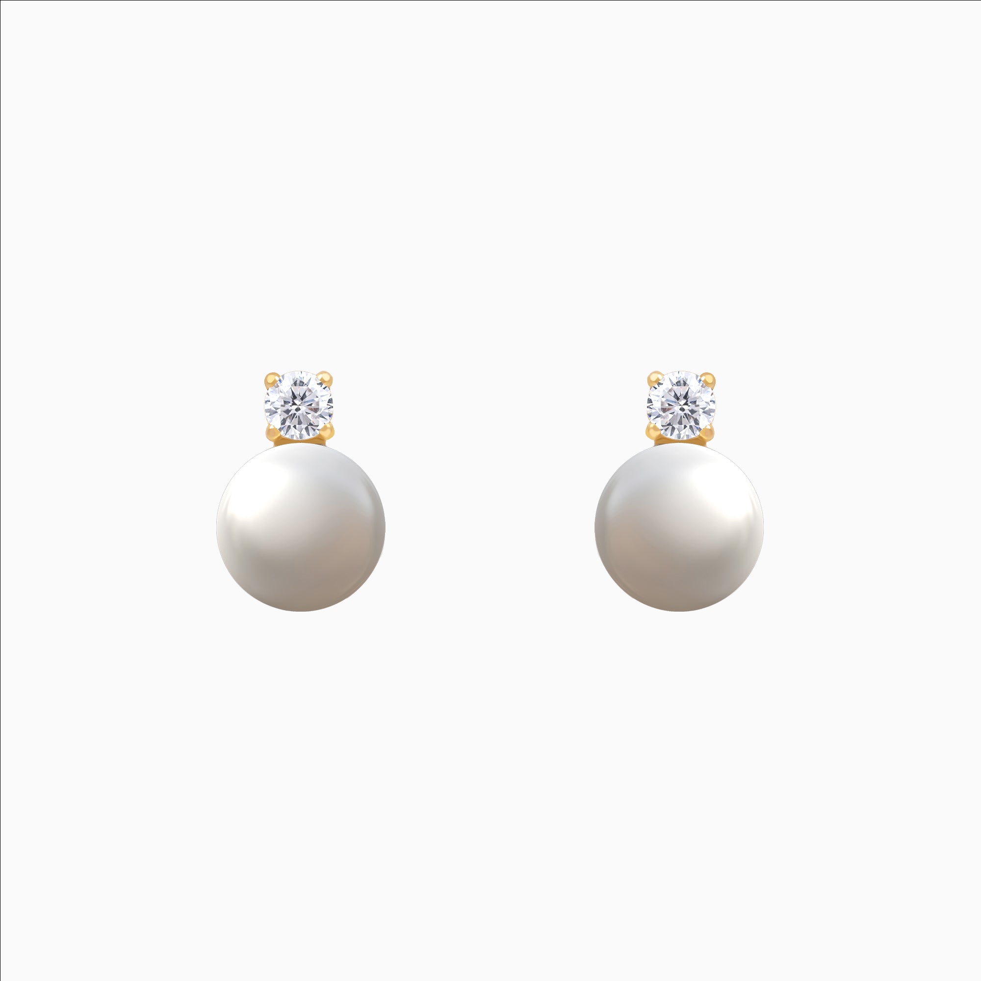 Gold dangle earrings with CZ and freshwater pearl