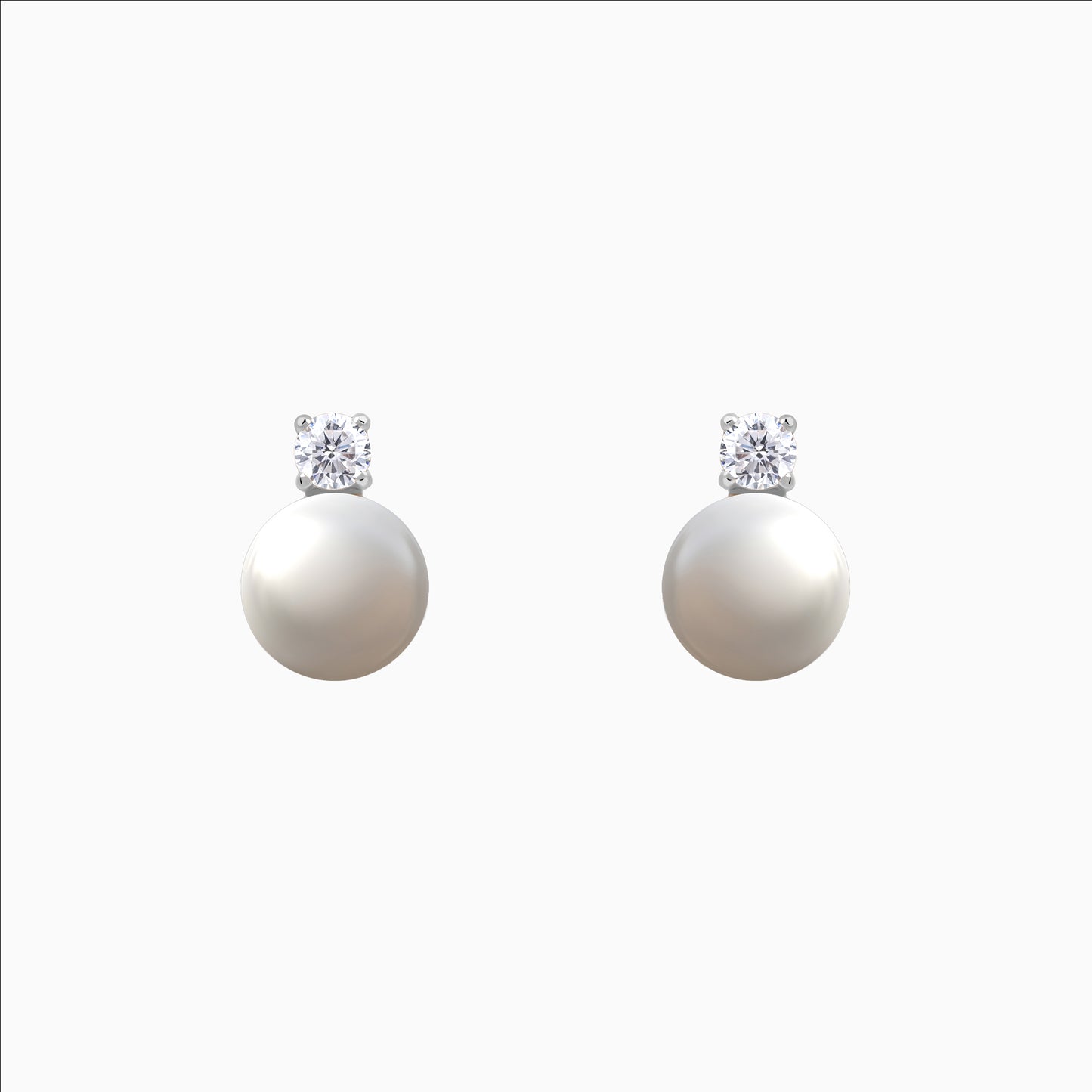 Silver dangle earrings with CZ and freshwater pearl