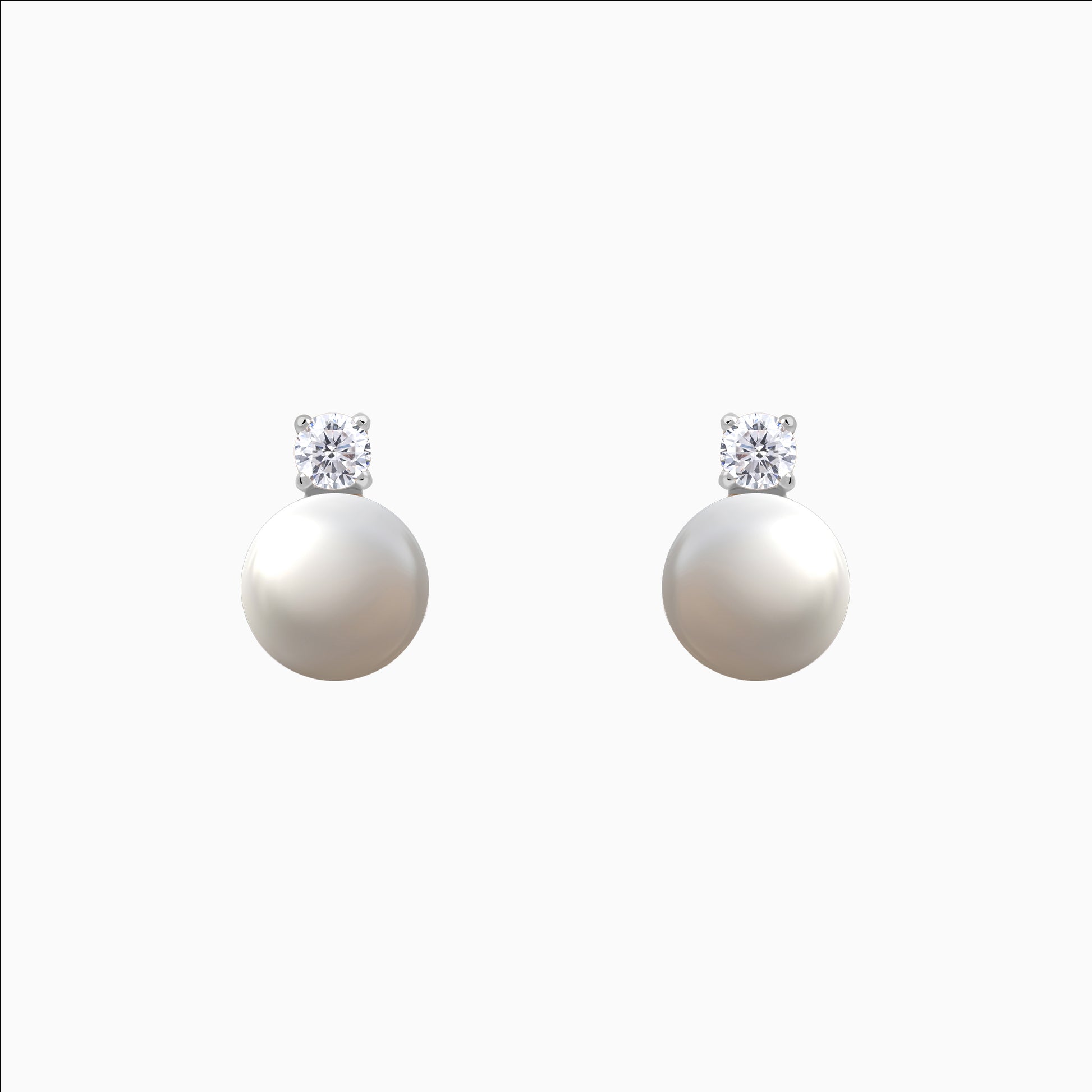 Silver dangle earrings with CZ and freshwater pearl