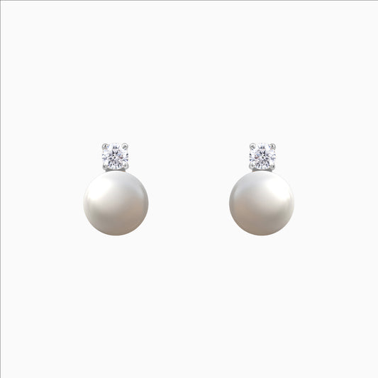 Silver dangle earrings with CZ and freshwater pearl