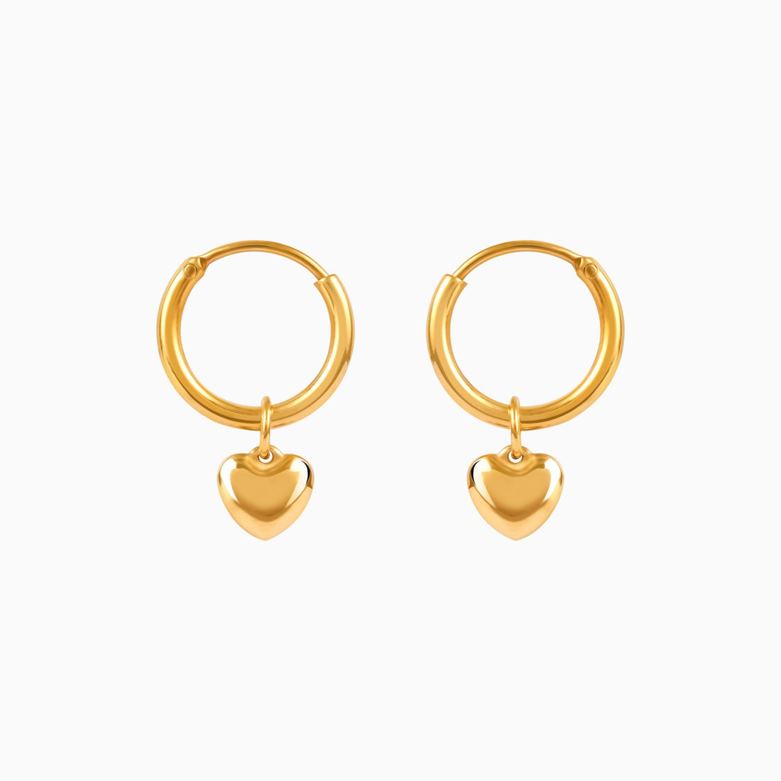 18K Gold Plated Golden Embrace Heart Drop Huggie Earrings