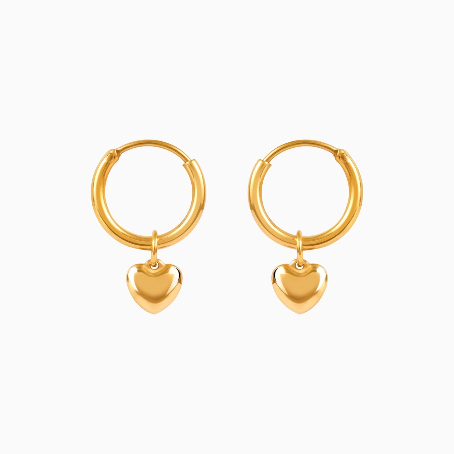 18K Gold Plated Golden Embrace Heart Drop Huggie Earrings
