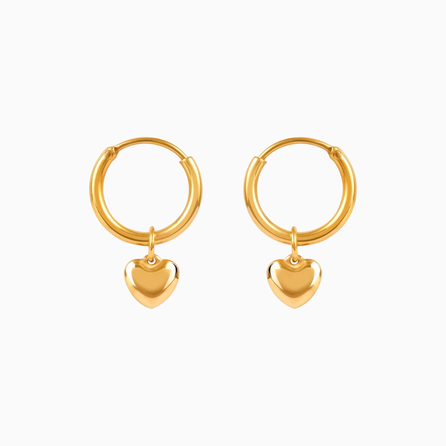 18K Gold Plated Golden Embrace Heart Drop Huggie Earrings