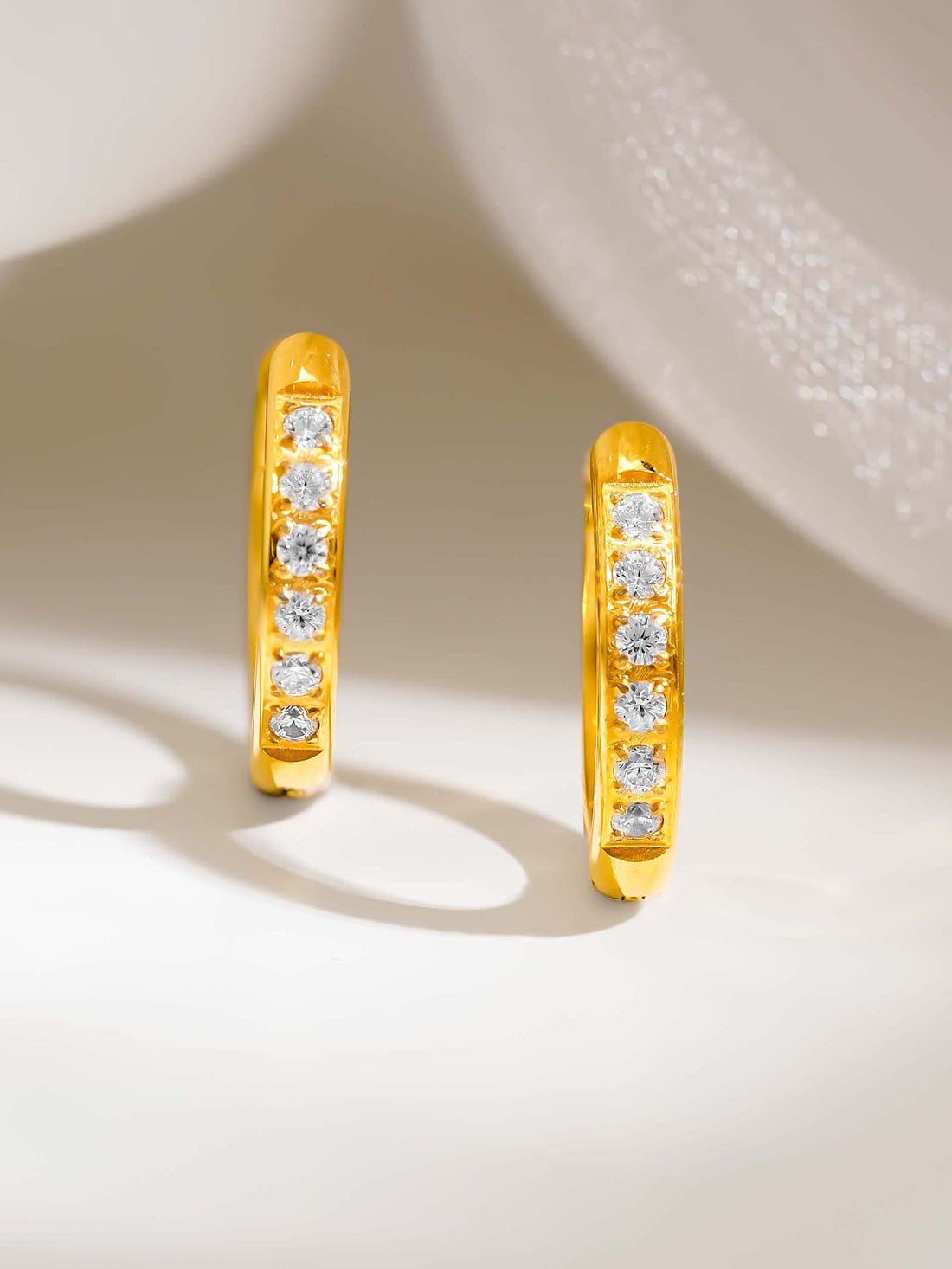 Pave Crystal Huggies Gold