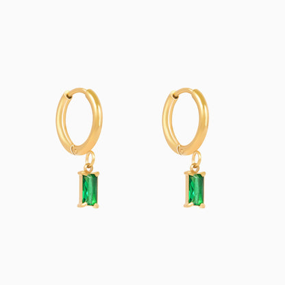 18K Gold Plated Emerald Drop Earrings