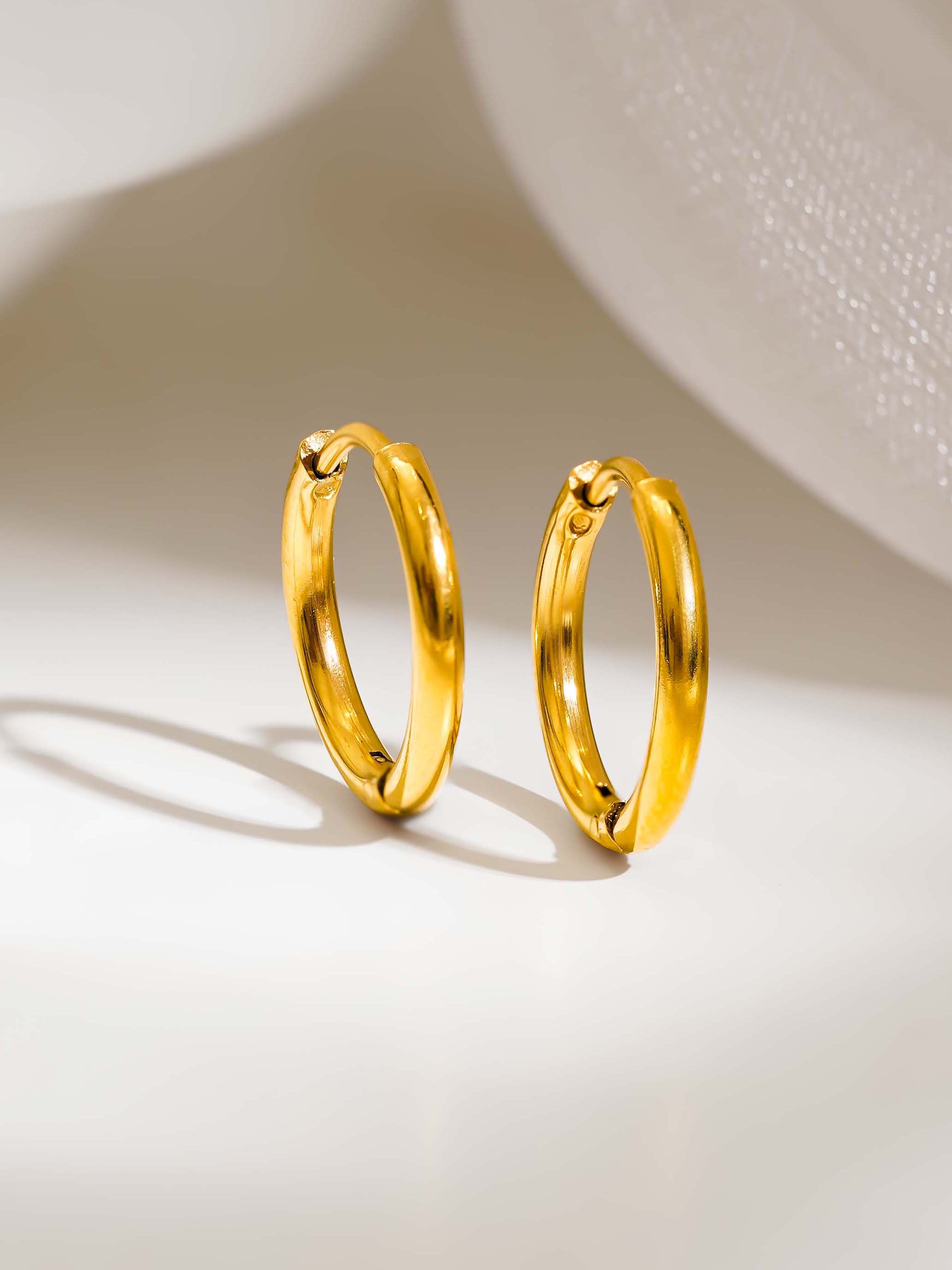 18K Gold Plated Evergreen Basic Hoop Earrings | 2*16mm