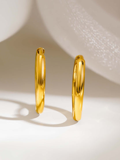 18K Gold Plated Evergreen Basic Hoop Earrings | 2.5*11mm