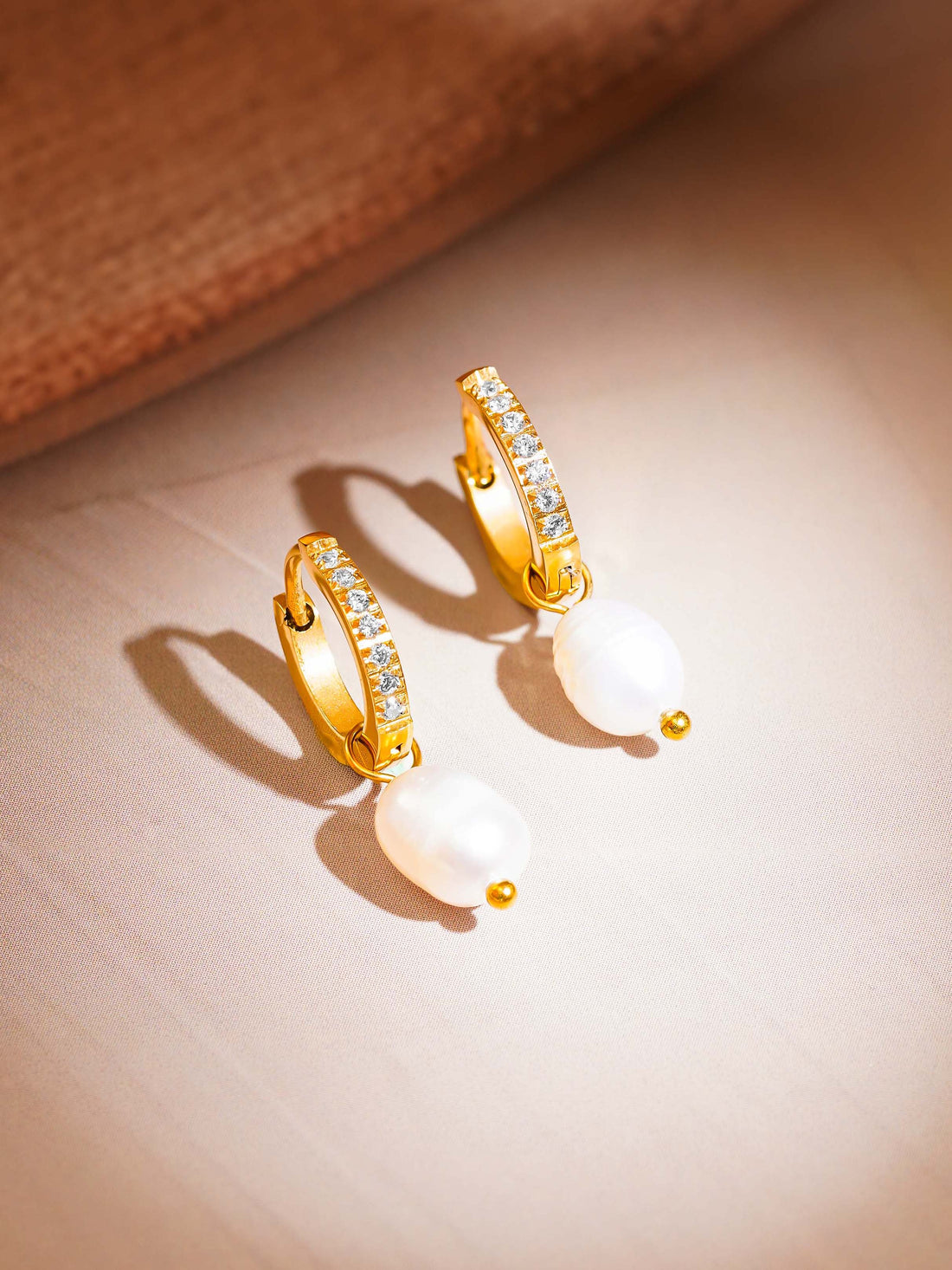 Zircon Pearl Drop Huggies