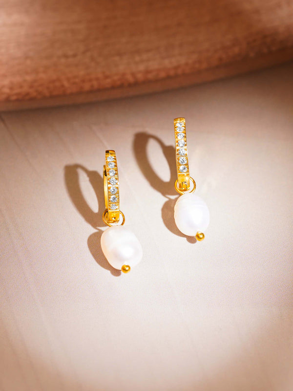 Zircon Pearl Drop Huggies