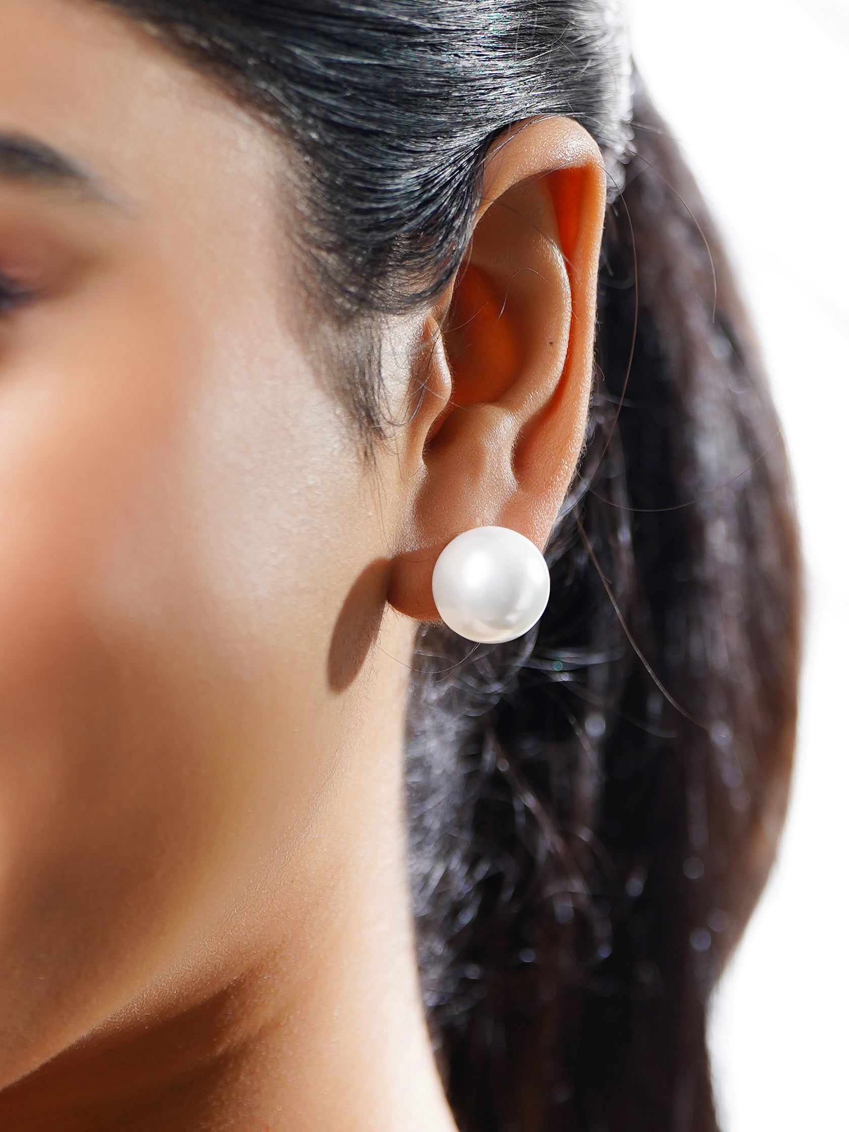 18K Gold Plated Pearl Heart Bracelet and Stud Earrings Set