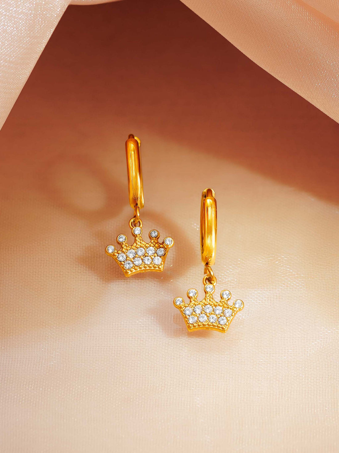 Crystal Crown Charm Hoops