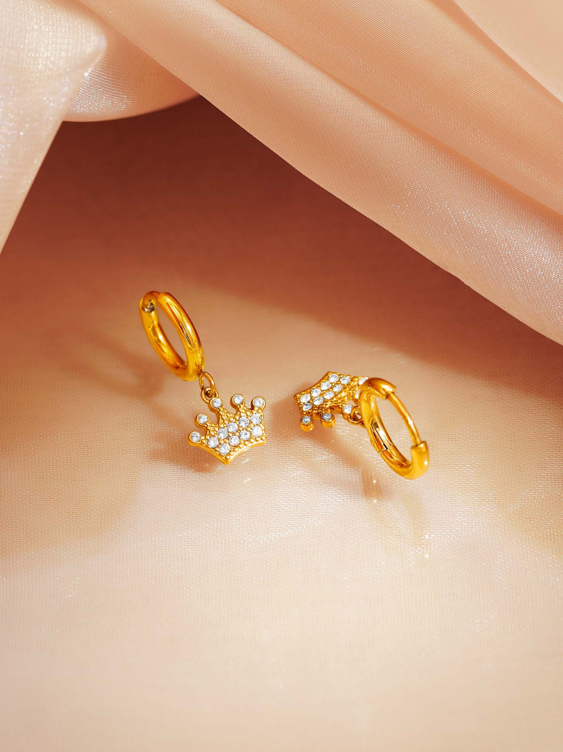 Crystal Crown Charm Hoops
