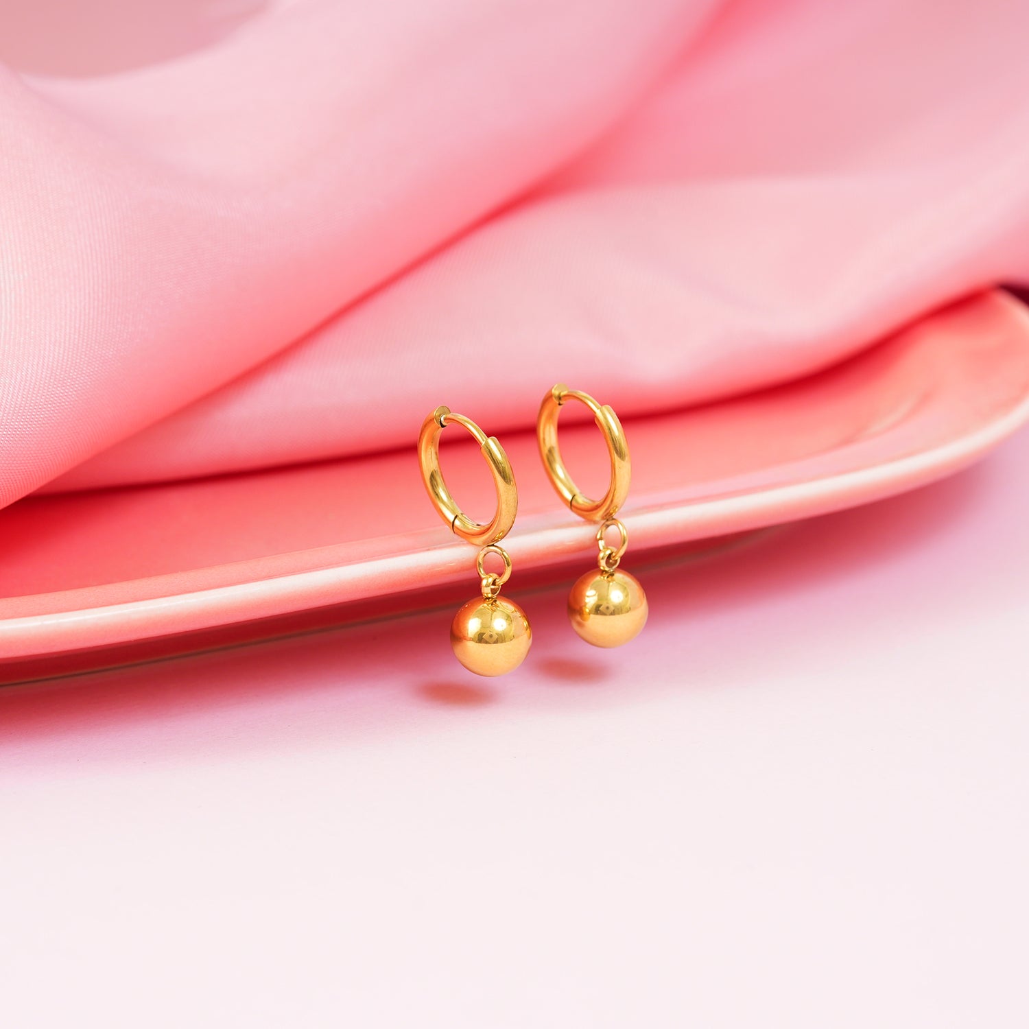 18K Gold Plated Golden Orb Hoop Earrings