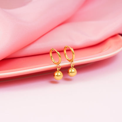 18K Gold Plated Golden Orb Hoop Earrings