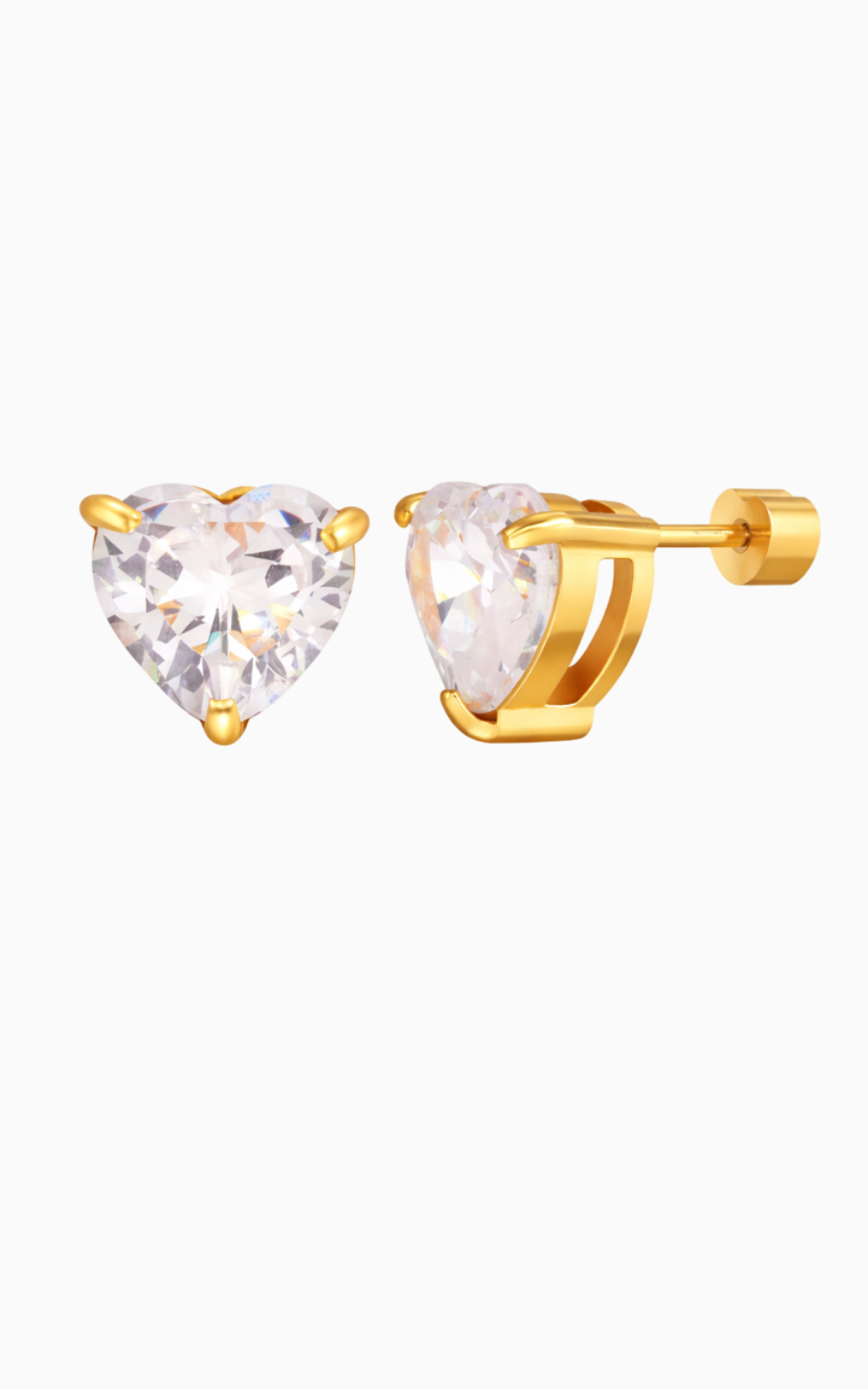 18K Gold Plated Heart Crystal Stud Earrings