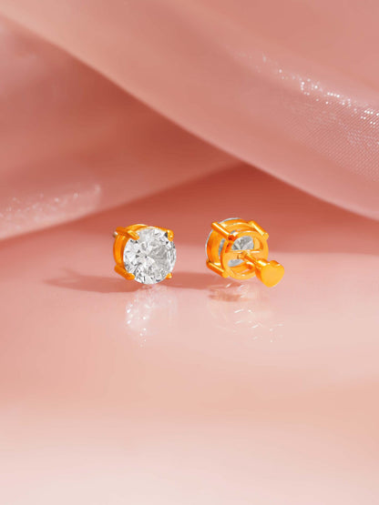 18K Gold Plated Round Crystal Stud Earrings