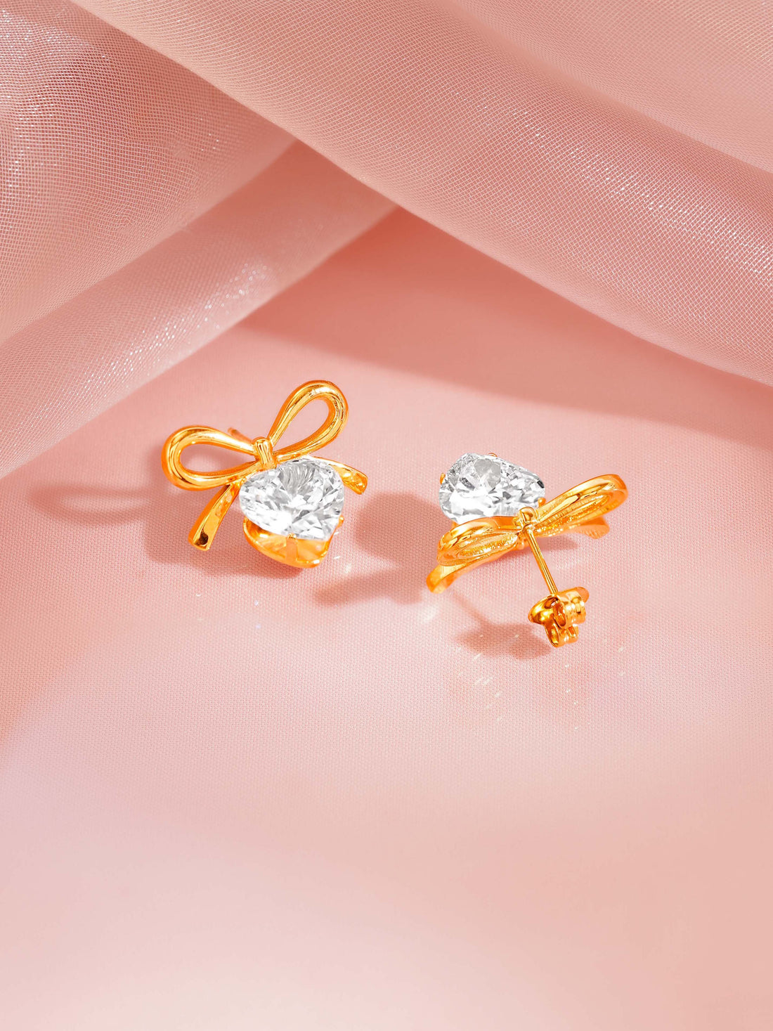 Bow Heart Crystal Drops