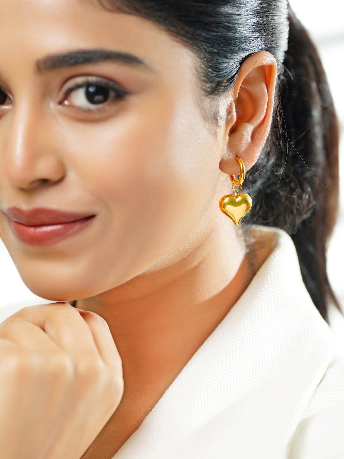 18K Gold Plated Heart Drop Earrings