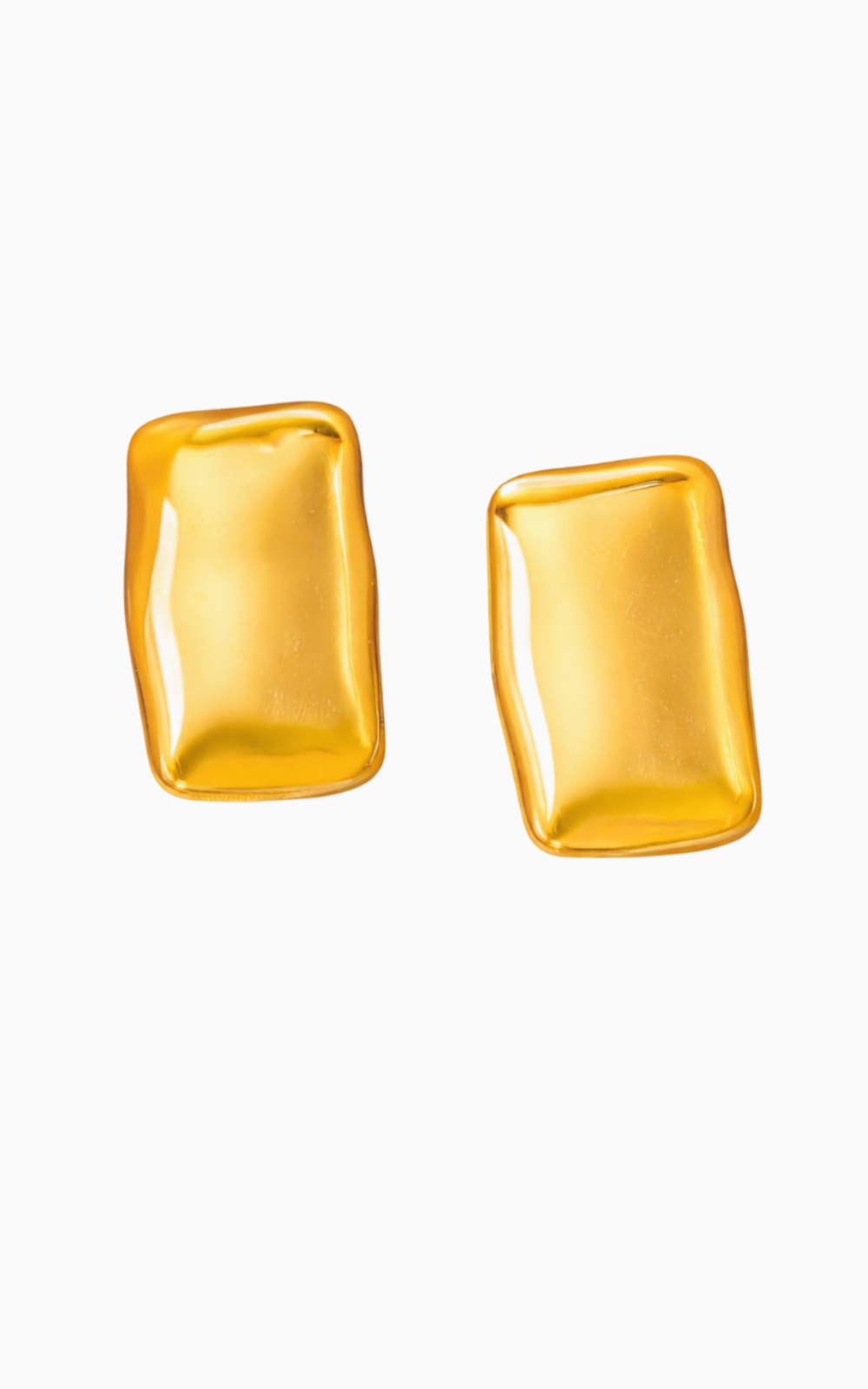 18K Gold Plated Sculpted Square Stud Earrings