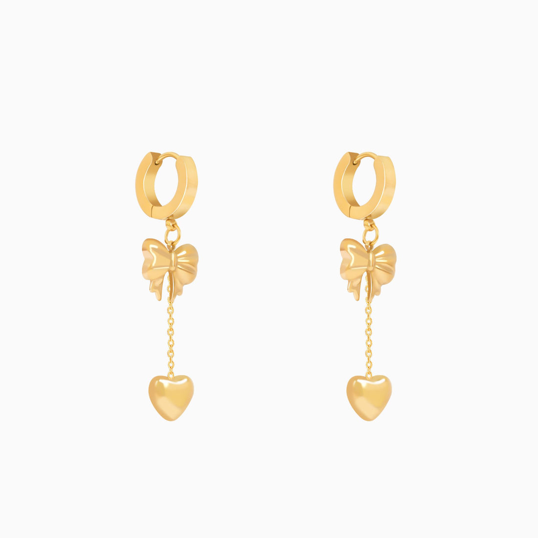 18K Gold Plated Sweetheart Bow Tassel Earrings