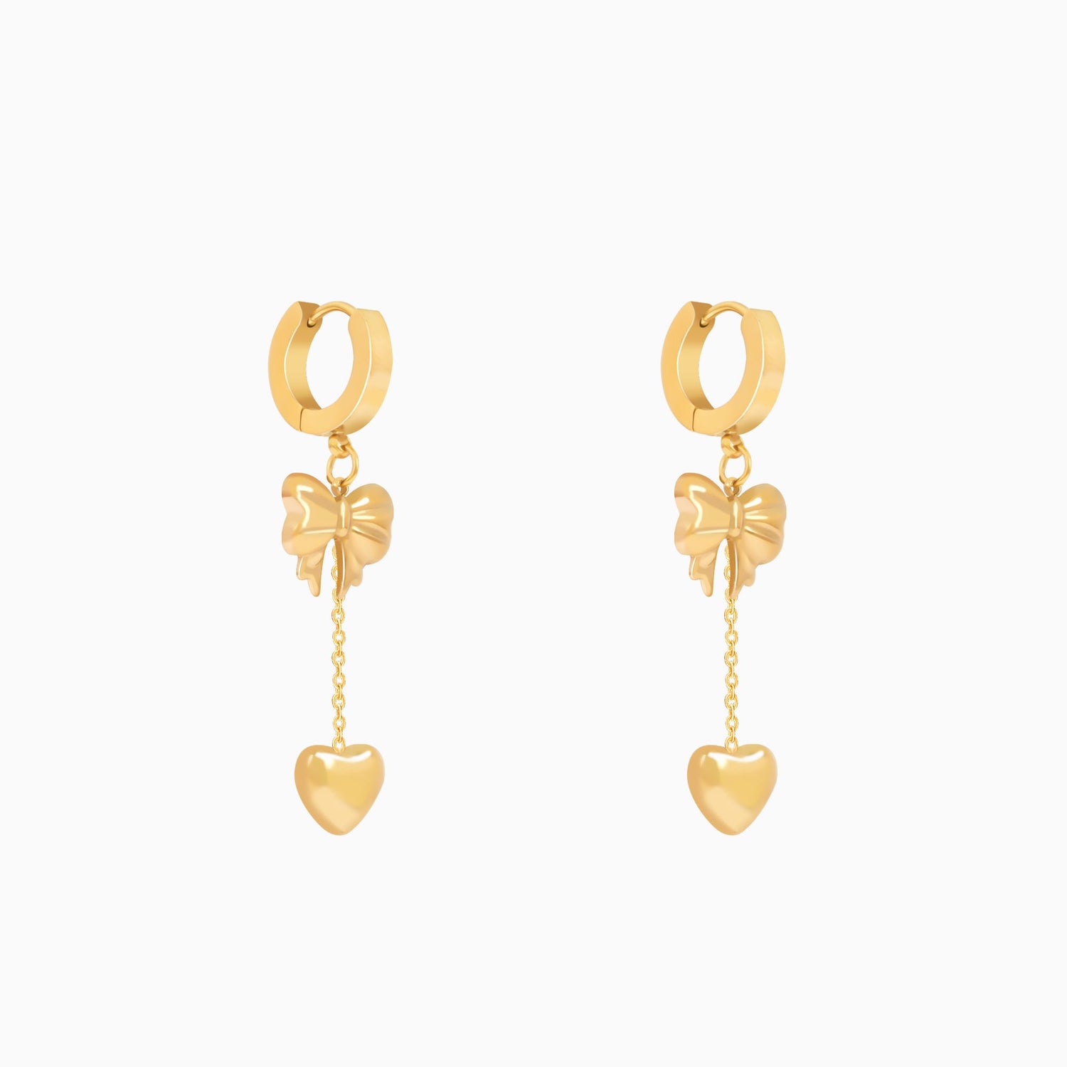 18K Gold Plated Sweetheart Bow Tassel Earrings