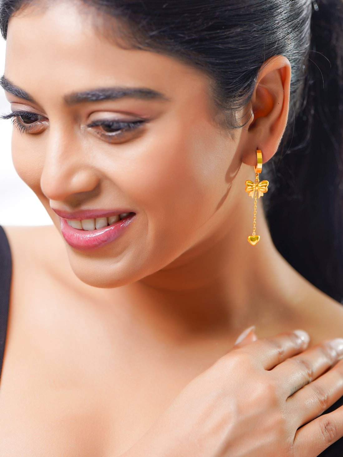 18K Gold Plated Sweetheart Bow Tassel Earrings