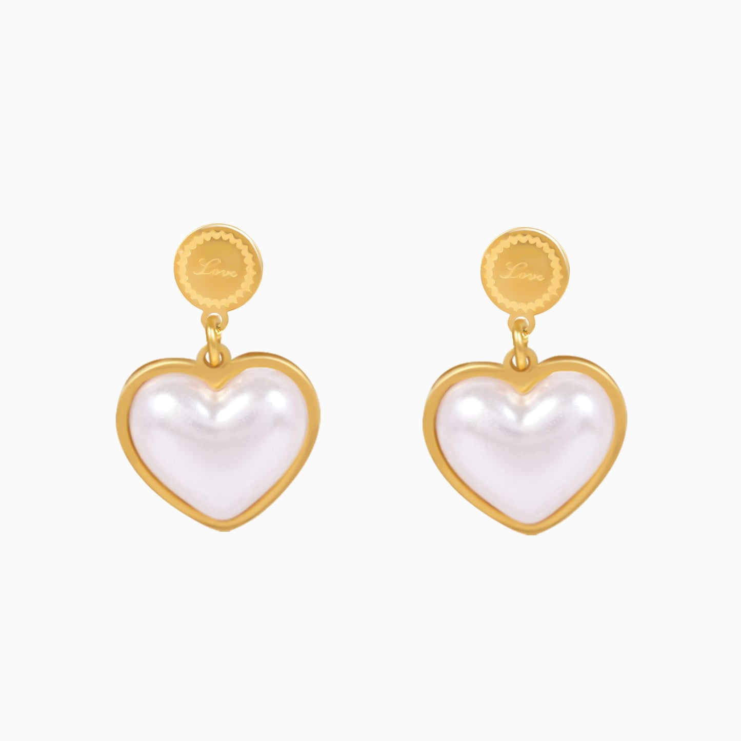 18K Gold Plated Pearl Love Heart Hoop Earrings