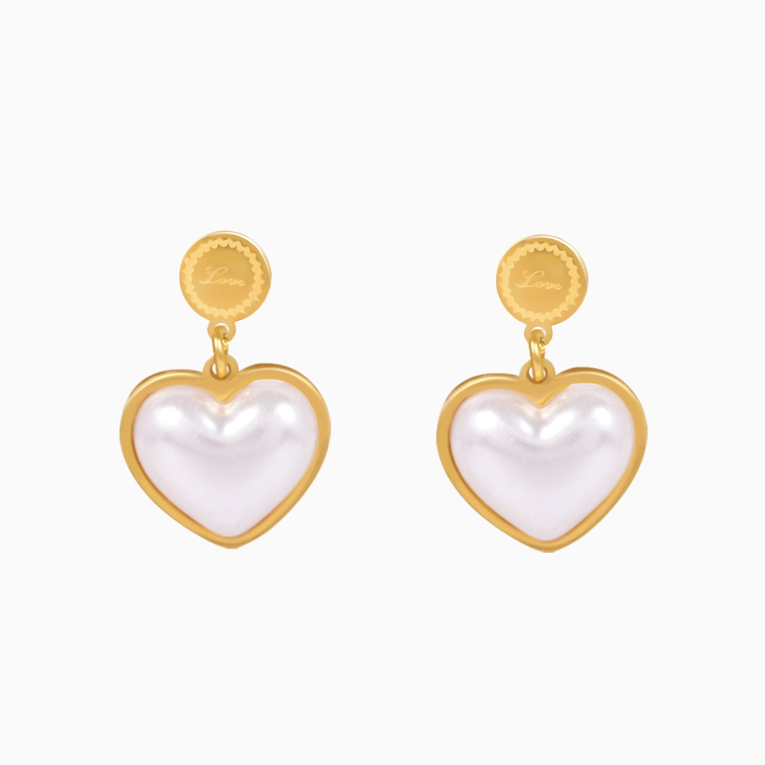 18K Gold Plated Pearl Love Heart Hoop Earrings