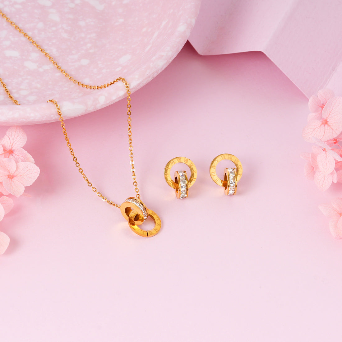 18K Gold Plated Golden Orbit Jewellery Set