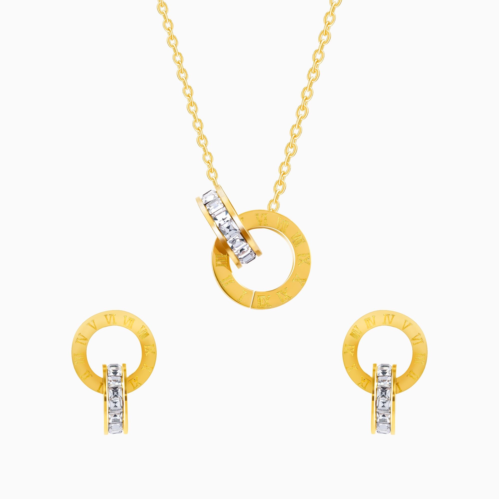 18K Gold Plated Golden Orbit Jewellery Set