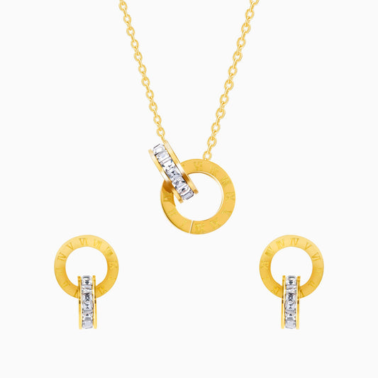 18K Gold Plated Golden Orbit Jewellery Set