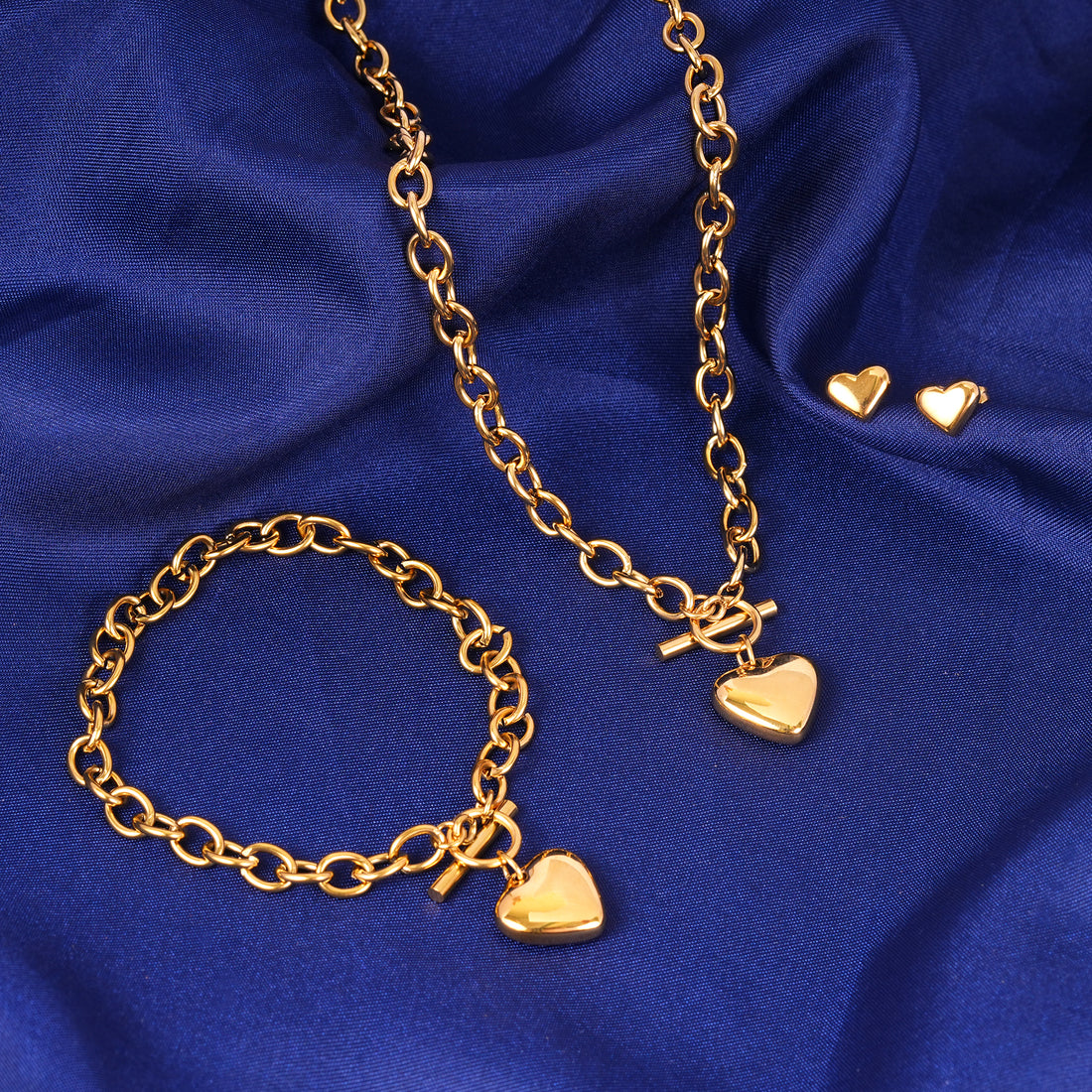 18K Gold Plated Buckle Up Heart Jewellery Set of 3
